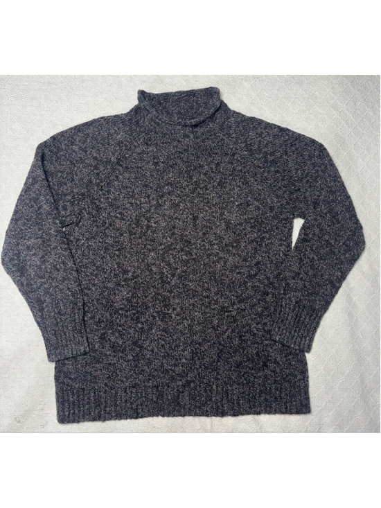 L.L. Bean Sweaters - L.L. Bean Marled Black Gray Cotton Roll Neck Sweater Large Vintage Winter GUC